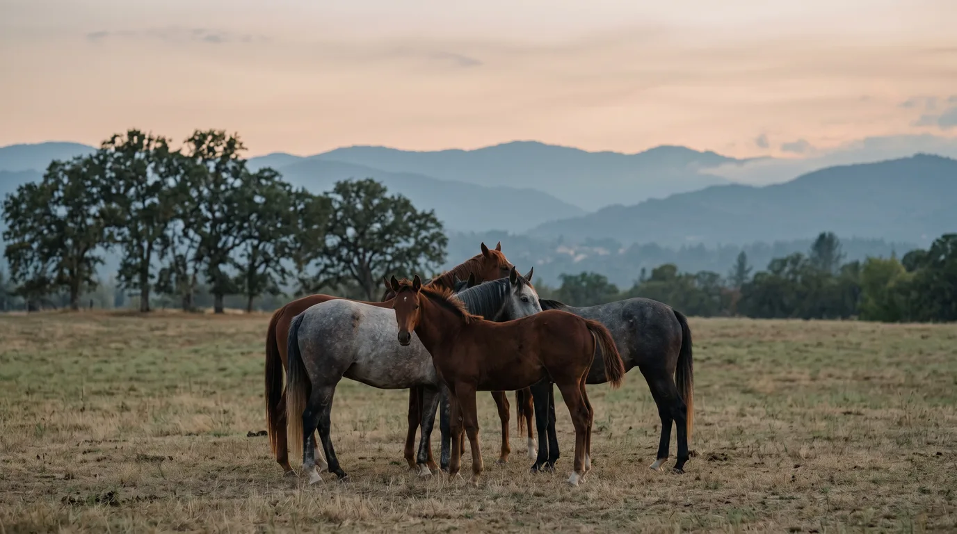 Chevaux en liberté, Top Hill Ranch, Rhône